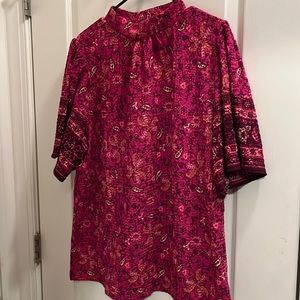 NWT Loft Magenta boho blouse size XL